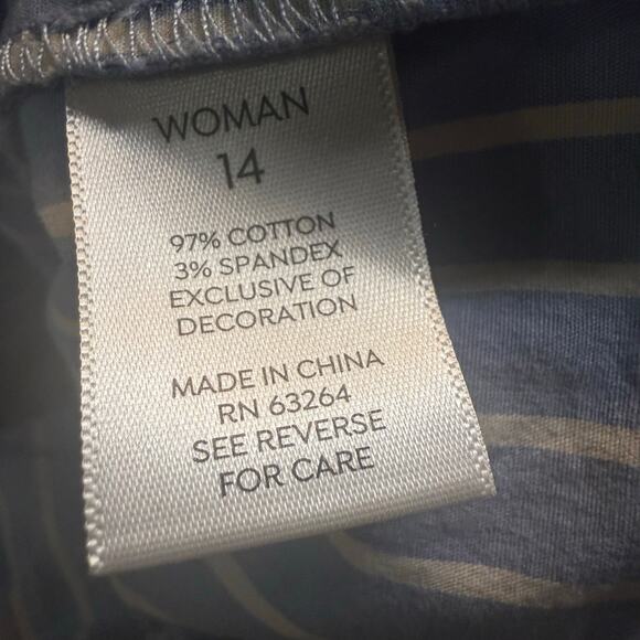 Westport Blue Pinstripe Tunic Dress, Lace Details, Plus Size 14 - Picture 8 of 8